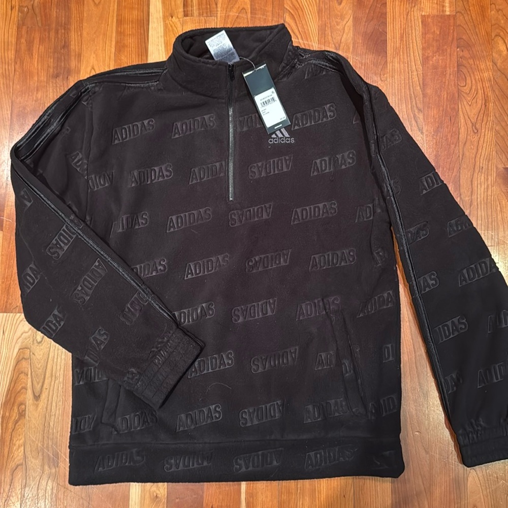 NWT Adidas black fleece half zip jacket - Youth 18/20